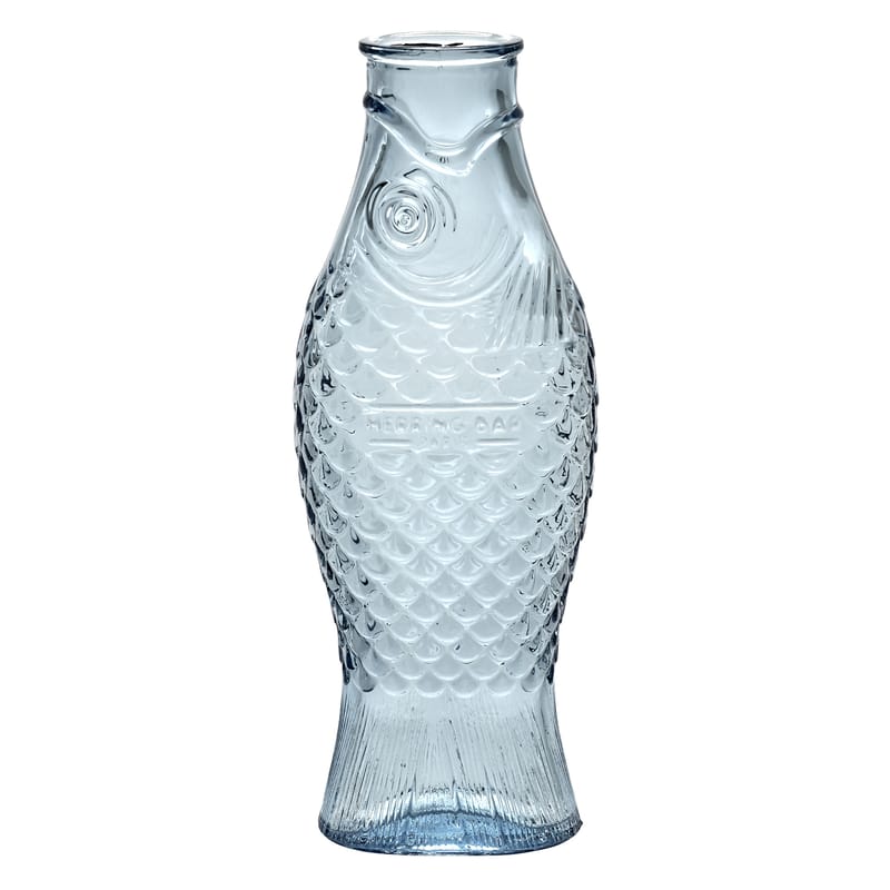 Décoration - Vases - Carafe Fish & Fish verre bleu / 1L - Serax - Bleu clair - Verre pressé