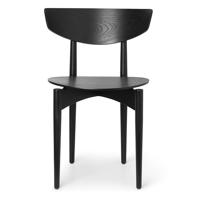 Mobilier - Chaises, fauteuils de salle à manger - Chaise Herman bois noir - Ferm Living - Noir - Frêne massif peint, Placage de frêne peint