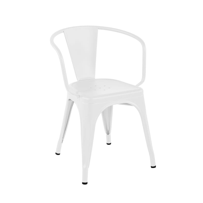 Mobilier - Chaises, fauteuils de salle à manger - Fauteuil empilable A56 Indoor métal blanc / Acier Couleur - Pour l\'intérieur - Tolix - Blanc (mat fine texture) - Acier laqué