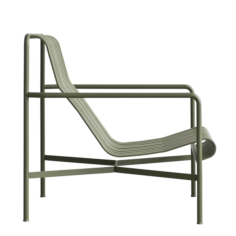 Möbel - Lounge Sessel - Lounge Sessel Palissade metall grün / mit hoher Rückenlehne - R & E Bouroullec - Hay - Olivgrün - Galvanisch verzinkten Stahl, Peinture époxy