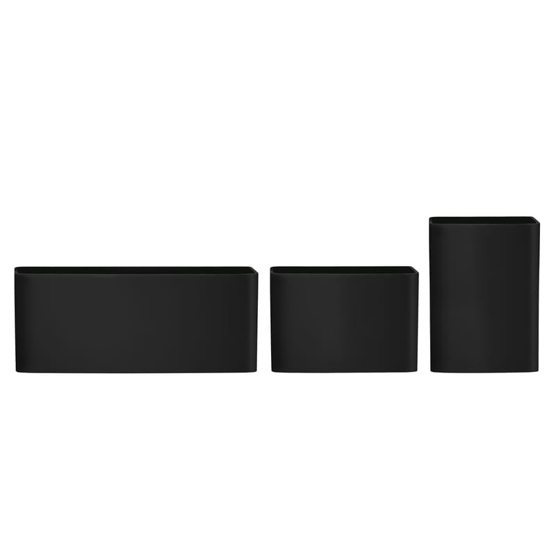 Décoration - Paniers et petits rangements - Pot  plastique noir à suspendre / Pour étagères String - Set de 3 - String Furniture - Noir - Plastique ABS