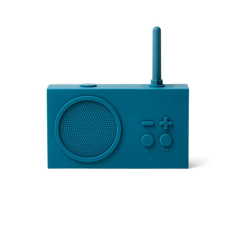 Décoration - High Tech - Radio portable Tykho 3 plastique bleu / Enceinte Bluetooth - Marc Berthier, 1997 - Lexon - Bleu canard - Gomme siliconée