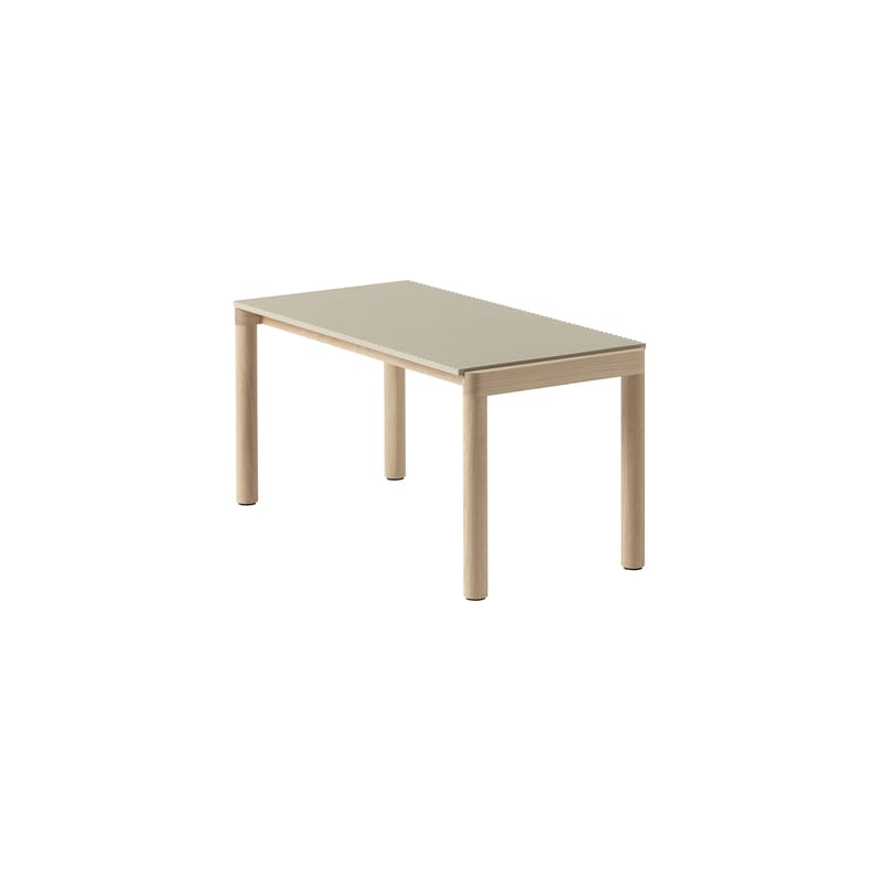 Mobilier - Tables basses - Table basse Couple céramique beige / 84.5 x 40 x H 40 cm - Plateau grès réversible - Muuto - Sable / Chêne - Chêne huilé, Grès cérame