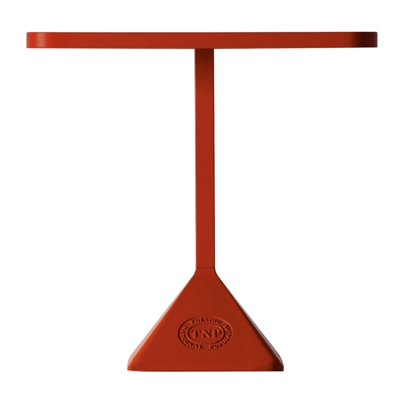 Jardin - Tables de jardin - Table carrée TNP métal rouge / 70 x 70 cm - Kristalia - 70 x 70 cm - Structure rouge / Plateau rouge - Acier laqué, Acier verni, Fonte