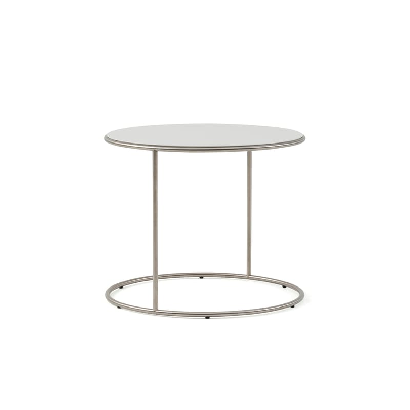 Arredamento - Tavolini  - Tavolino Cannot legno bianco / Ø 55 x H 45 cm - Legno - Cappellini - Bianco - Acciaio inossidabile, MDF laccato