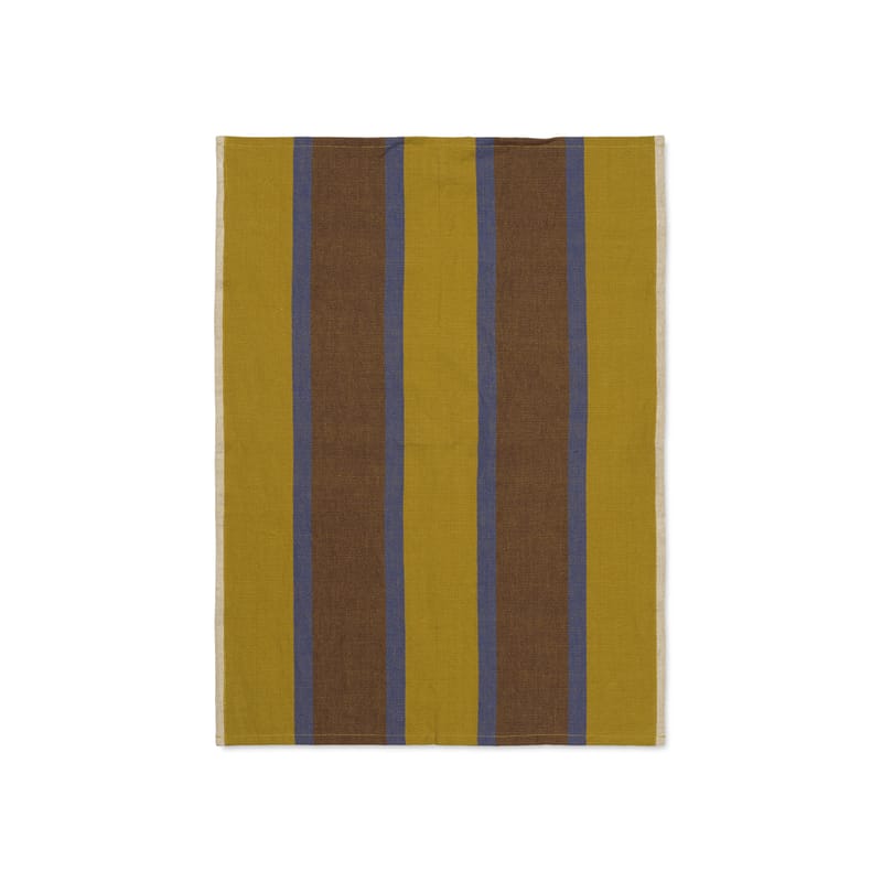 Table et cuisine - Tabliers et torchons   - Torchon Hale tissu jaune / 50 x 70 cm - Ferm Living - Jaune, bleu & chocolat - Coton, Lin