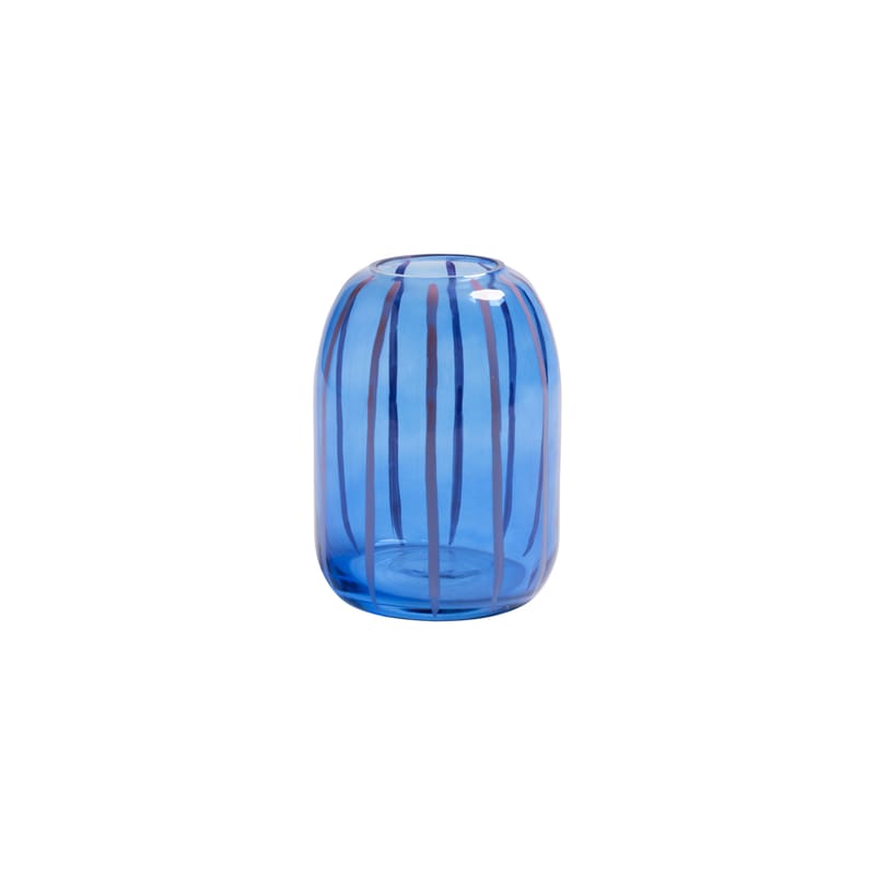 Dekoration - Vasen - Vase Sweep glas blau / Ø 9.5 x H 14 cm - Glas - & klevering - H 14 cm / Blau - Glas
