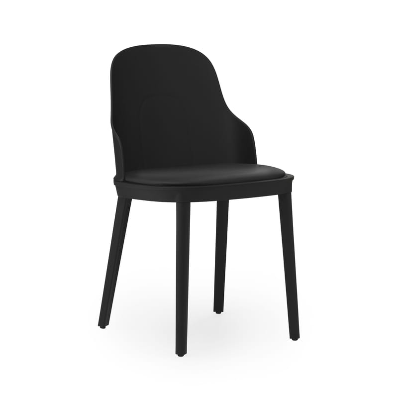 Mobilier - Chaises, fauteuils de salle à manger - Chaise Allez INDOOR cuir plastique noir - Normann Copenhagen - Noir / Cuir noir - Cuir, Mousse, Polypropylène