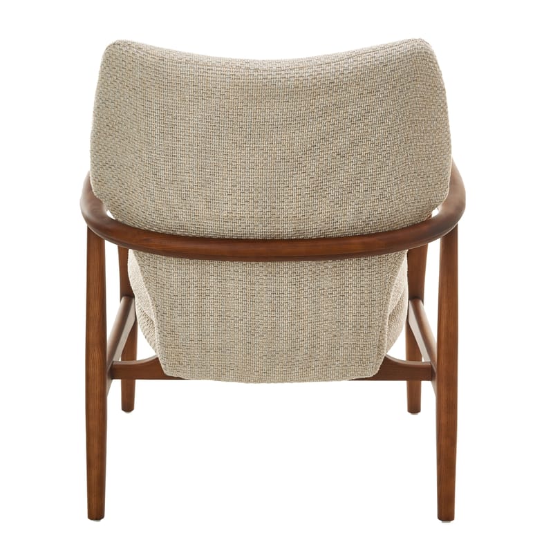 KOMHTOM Fauteuil Rembourré Bois Marron – Dossier Inclinable 105°, Coussins Confort, Style Mid-Century Moderne Avec Accoudoirs Et Fermeture Éclair Amovible