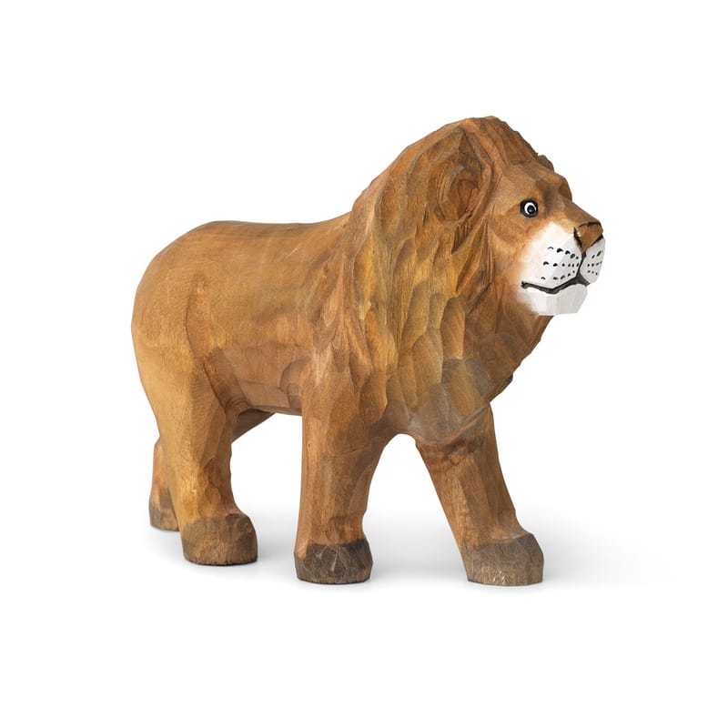 Décoration - Pour les enfants - Figurine Animal bois multicolore / Lion - Bois sculpté main - Ferm Living - Lion - Bois de peuplier