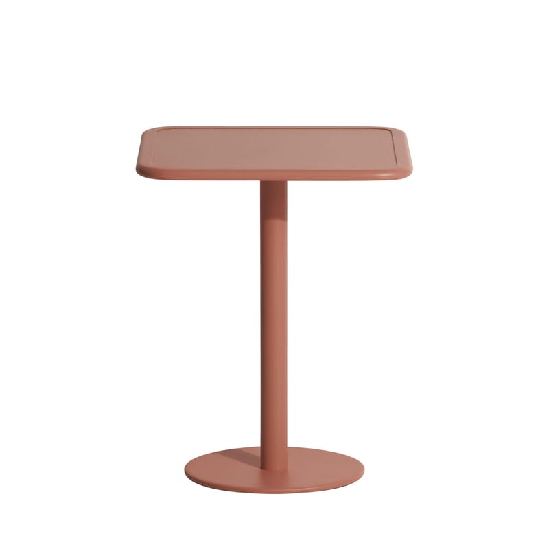 Jardin - Tables de jardin - Table carrée Week-end Bistrot métal marron / 60 x 60 cm - Aluminium - Petite Friture - Terracotta - Aluminium