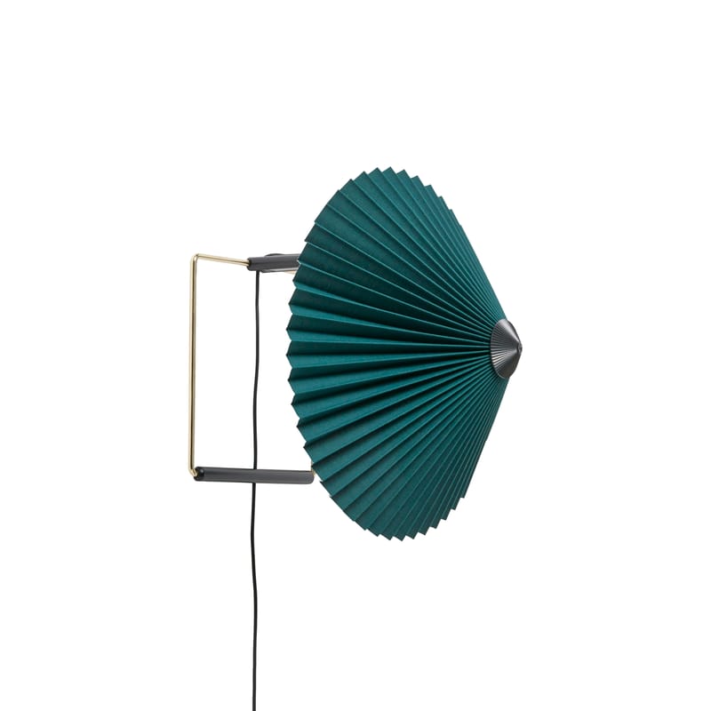 Luminaire - Appliques - Applique avec prise Matin Small tissu vert / LED - Ø 30 cm - Hay - Vert - Coton plissé, Fil d\'acier