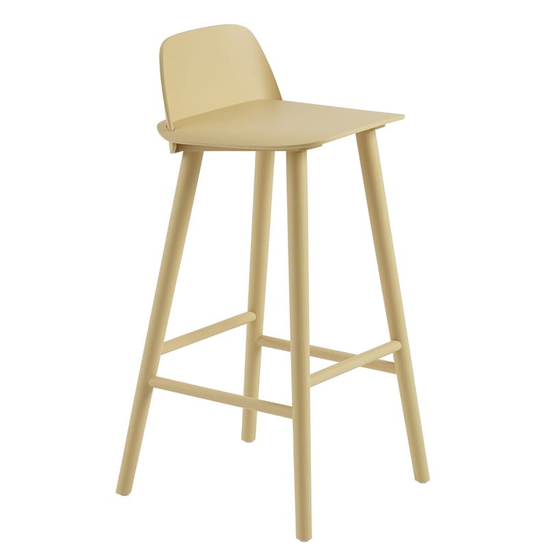 Mobilier - Tabourets de bar - Chaise de bar Nerd bois jaune / H 75 cm - Muuto - Jaune-sable - Chêne massif, Contreplaqué