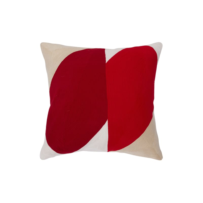 Décoration - Coussins - Coussin illusion tissu rouge / 42 x 42 cm - Coton brodé - Maison Sarah Lavoine - Coquelicot - Coton, Fibre de silicone
