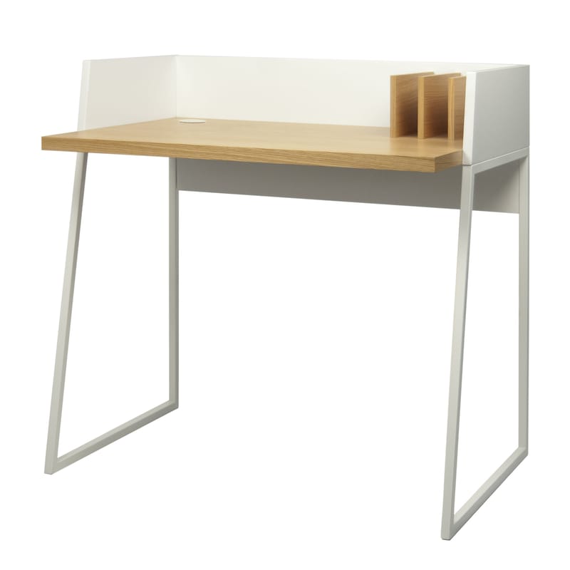 Natural wood cheap and white desk