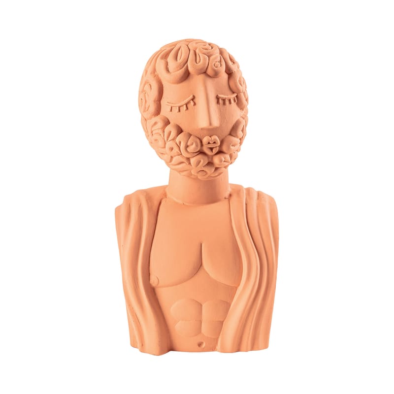 Jardin - Déco et accessoires de jardin - Sculpture Magna Graecia - Bust man céramique orange / H 45 cm - Terre cuite - Seletti - Terracotta - Terre cuite