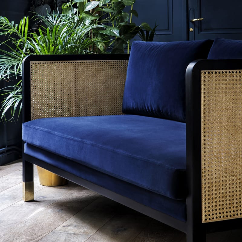 Black cane store sofa