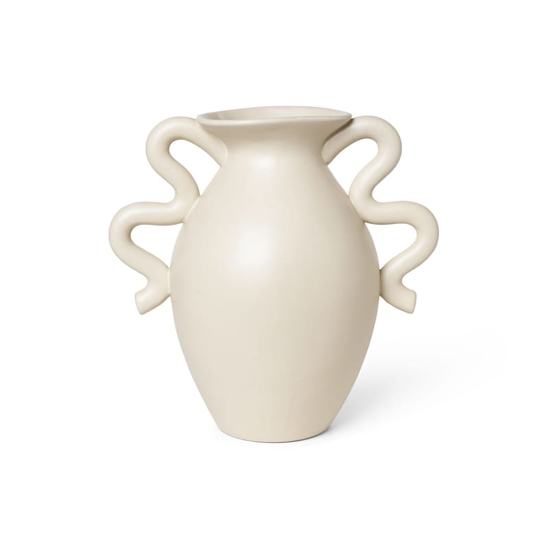 Décoration - Vases - Vase Verso céramique blanc beige / Ø 18 x H 27 cm - Ferm Living - Crème - Grès émaillé