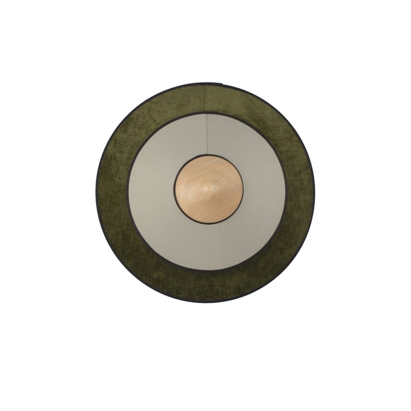 Luminaire - Appliques - Applique Cymbal LED tissu vert / Small - Ø 34 cm - Forestier - Vert - Chêne, Coton tissé, Velours