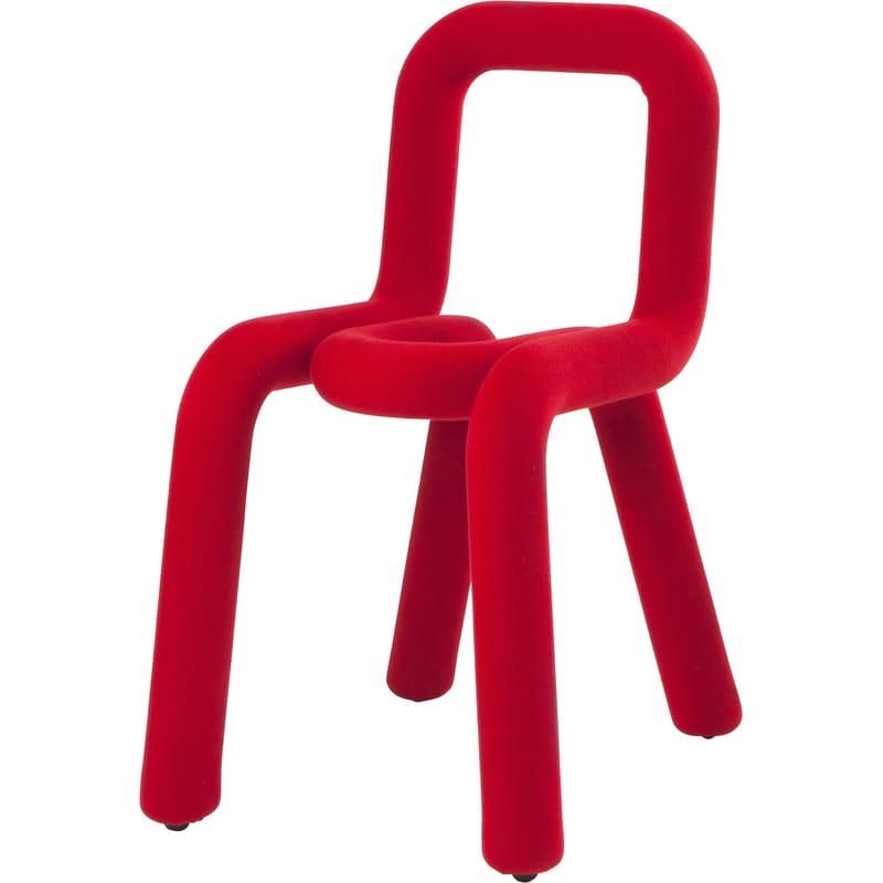 Mobilier - Chaises, fauteuils de salle à manger - Chaise rembourrée Bold tissu rouge - Moustache - Rouge - Acier, Mousse polyuréthane, Tissu