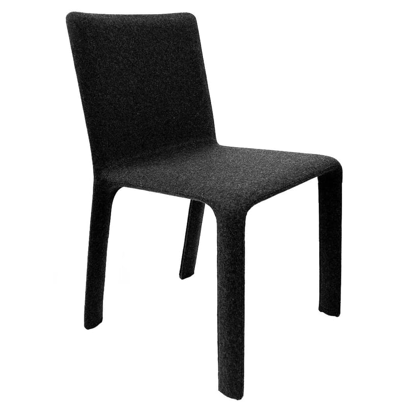 Mobilier - Chaises, fauteuils de salle à manger - Chaise rembourrée Joko tissu gris noir - Kristalia - Gris anthracite - Laine, Métal, Mousse de polyuréthane