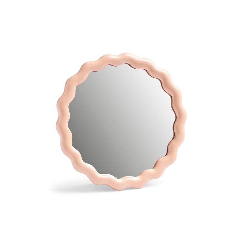 Pièces - Chambre - Miroir Zigzag rose / à poser ou supendre - Ø 17.5 cm - & klevering - Rose - Polyrésine, Verre