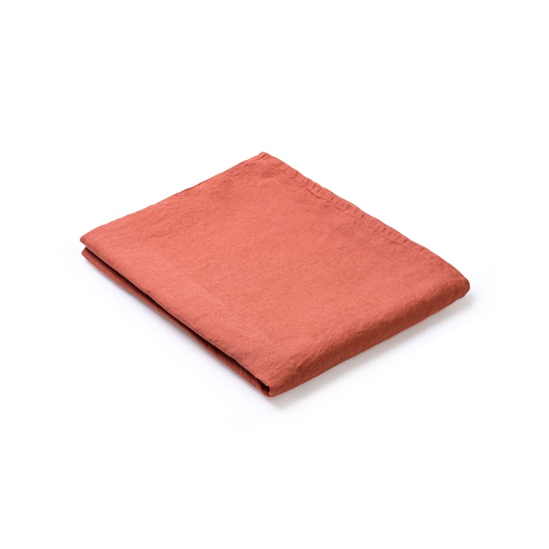Table et cuisine - Nappes, serviettes et sets - Nappe en tissu  tissu rouge marron / 160 x 160 cm - Lin traité TEFLON®anti-tache - Au Printemps Paris - Tomette - Lin