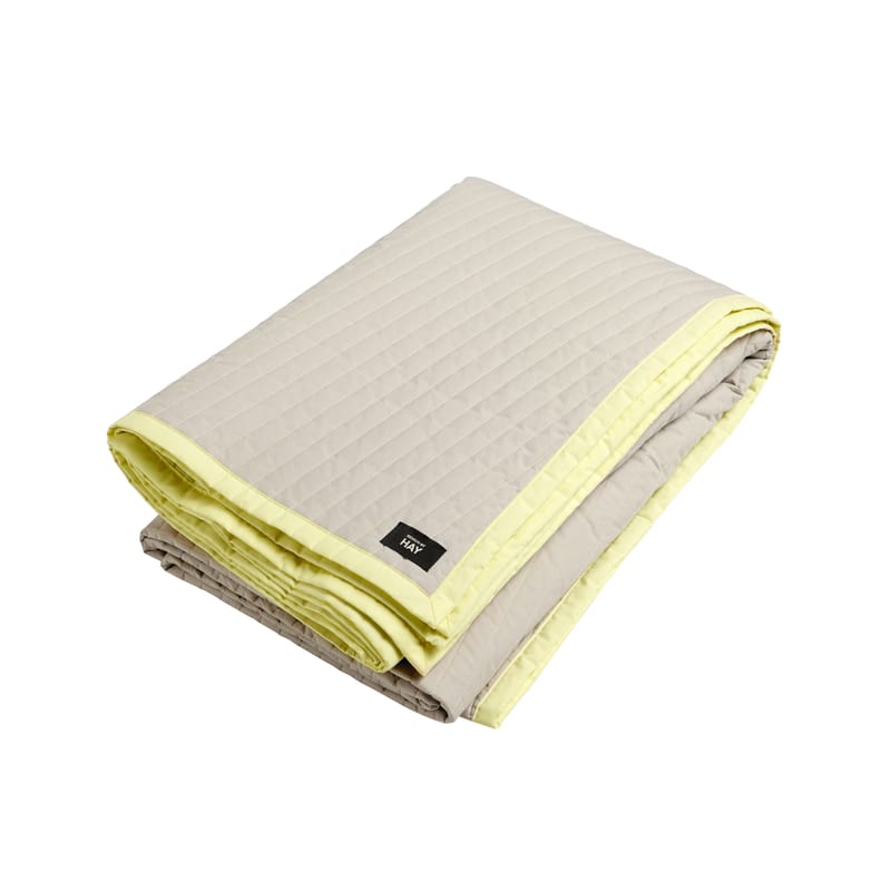 La boutique de Noël - Wishlist lecoindelodie - Plaid Bias tissu blanc jaune / Matelassé - 245 x 195 cm - Hay - Jaune / Blanc - Coton, Polyester