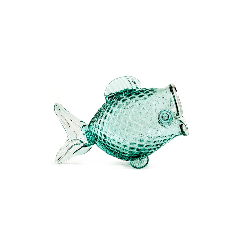 Décoration - Vases - Pot Fish Fat verre vert / Verre recyclé - fait main / L 38 x H 24 cm - Pols Potten - Fat / Vert transparent - Verre recyclé