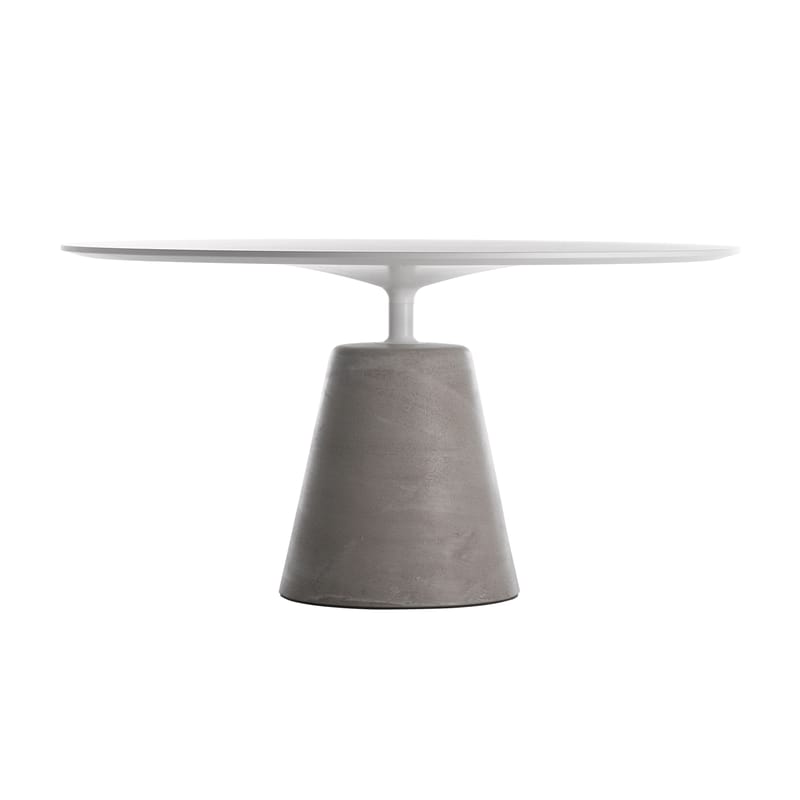 Furniture - Dining Tables - Rock Round table wood stone white grey - MDF Italia - Ø 120 cm / White & light cement - Concrete, MDF, Painted aluminium