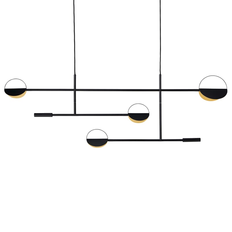 Tous les designers - Suspension Leaves LED métal noir / L 125 cm - Bolia - Noir mat - Métal