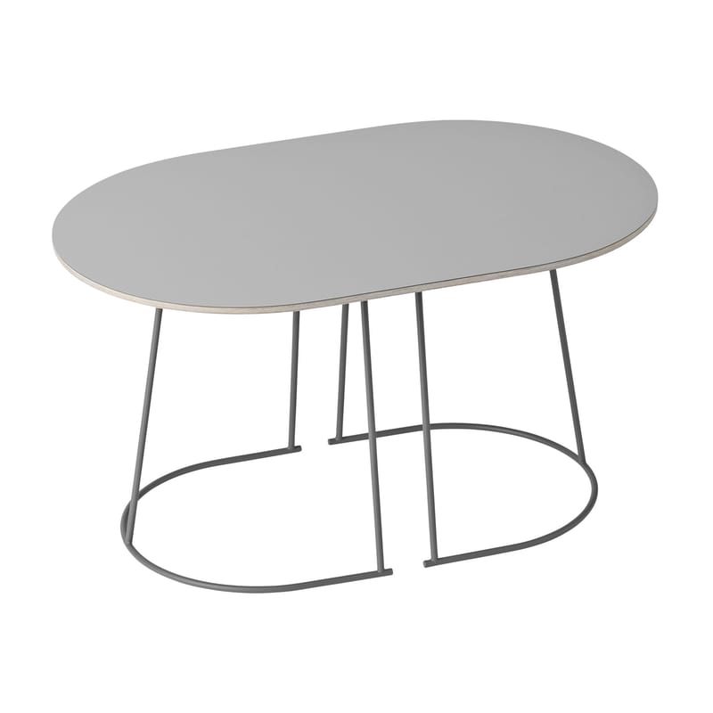 Mobilier - Tables basses - Table basse Airy Small métal bois gris / 68 x 44 cm - Muuto - Gris - Acier peint, Contreplaqué, Stratifié