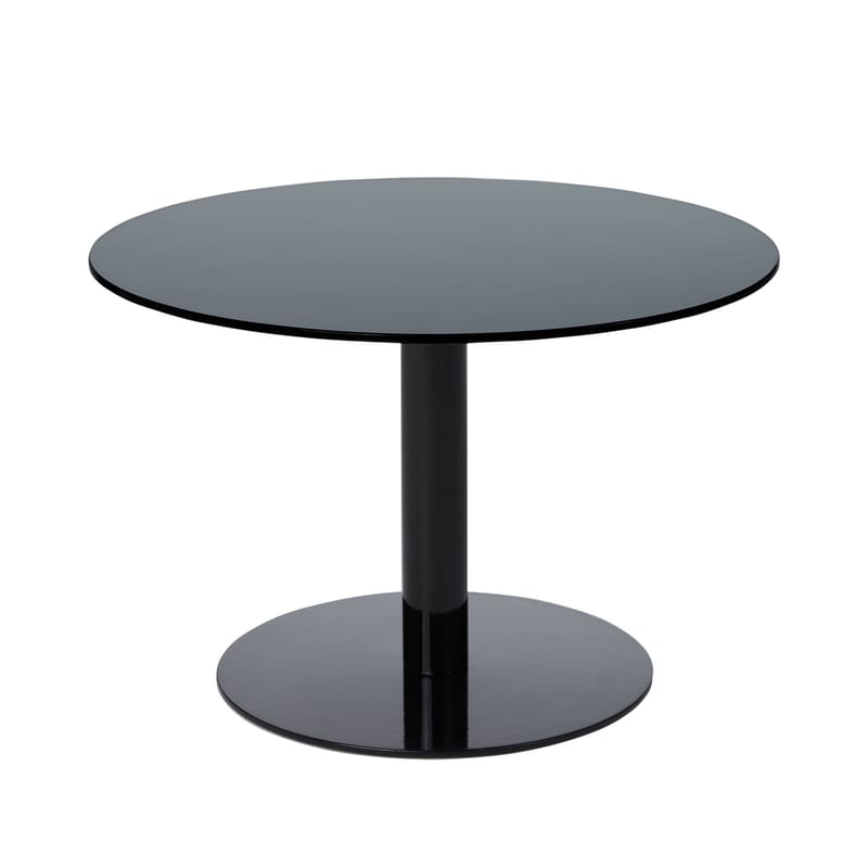 Mobilier - Tables basses - Table basse Flash verre noir / Ø 60 x H 40 cm - Tom Dixon - Noir / Pied noir - Acier laqué, Verre