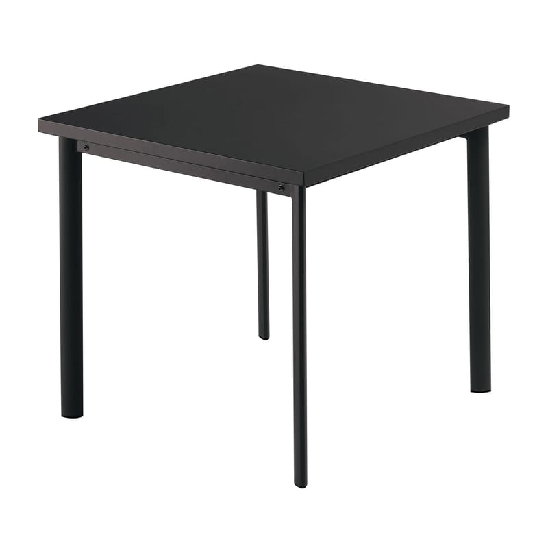 Jardin - Tables de jardin - Table carrée Star métal noir / 70 x 70 cm - Emu - Noir mat - Acier verni, Inox, Tôle galvanisée