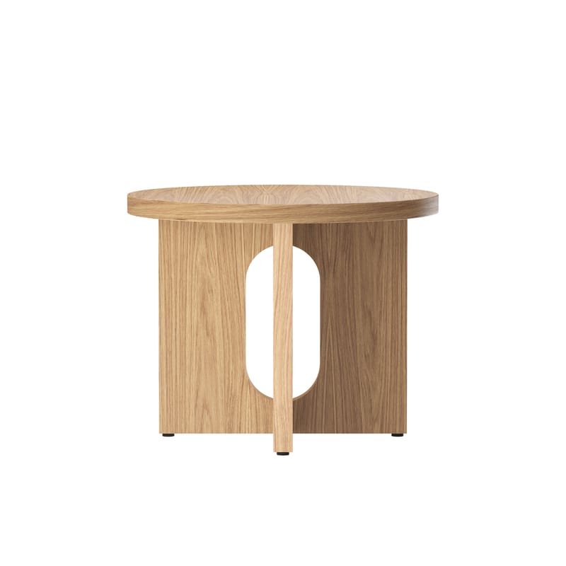 Mobilier - Tables basses - Table d\'appoint Androgyne bois naturel / Ø 50 x H 39 cm - Audo Copenhagen - Chêne naturel / Pied chêne naturel - MDF plaqué chêne