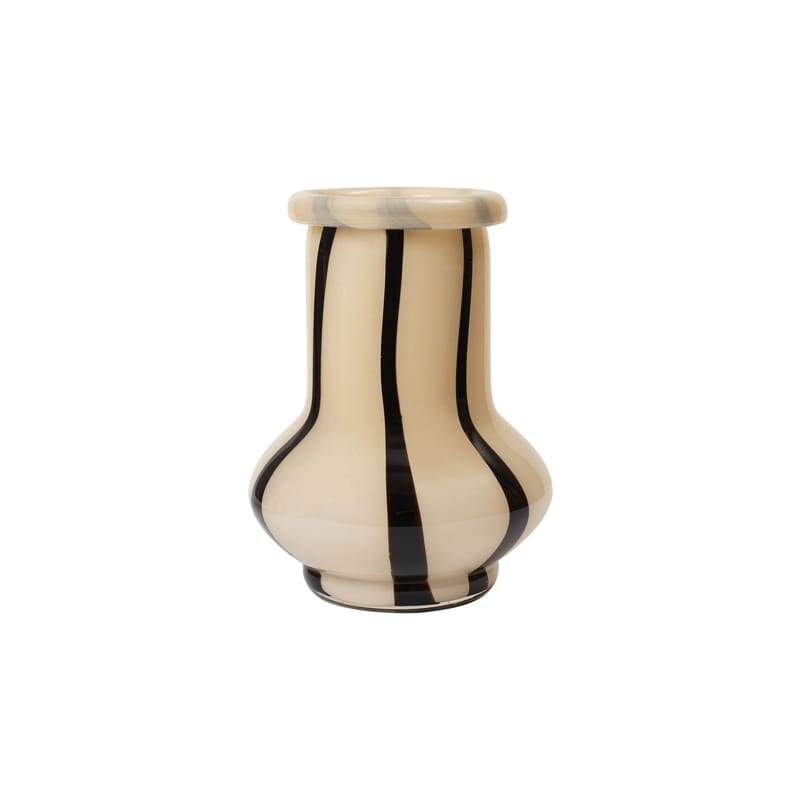 Décoration - Vases - Vase Riban Large verre beige / Ø 18 x H 24 cm - Fait main - Ferm Living - H 24 cm / Beige & chocolat - Verre soufflé bouche