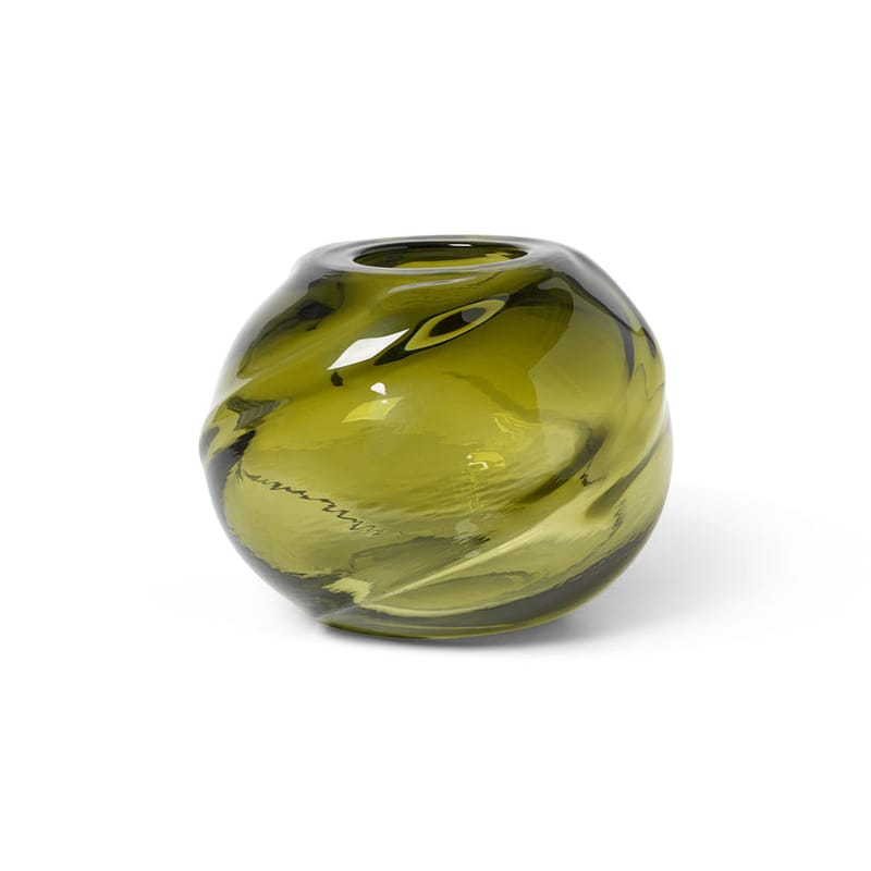 Décoration - Vases - Vase Water Swirl verre vert / soufflé bouche - Ø 21 x H 16 cm - Ferm Living - Vert mousse - Verre soufflé bouche