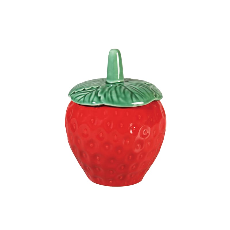 Table et cuisine - Boîtes et conservation - Boîte Strawberry Small céramique rouge / Ø 10.5 x H 15 cm - & klevering - Small / Rouge & vert - Céramique