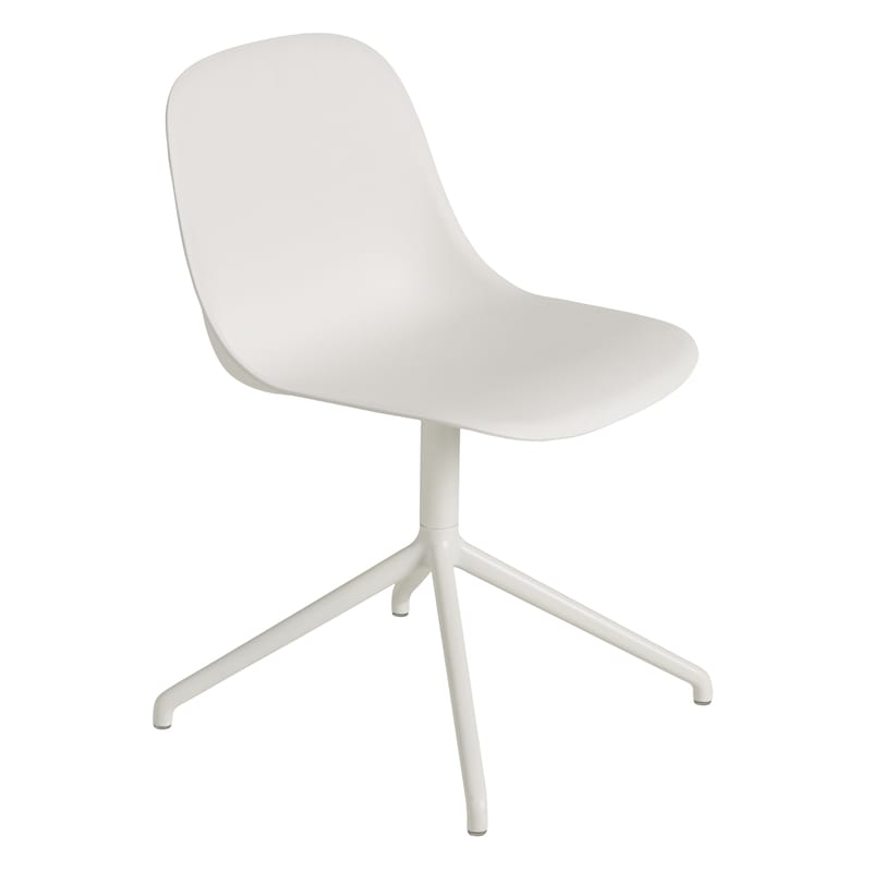 Mobilier - Chaises, fauteuils de salle à manger - Chaise pivotante Fiber matériau composite blanc - Muuto - Blanc / Pieds blancs - Aluminium peint, Matériau composite recyclé