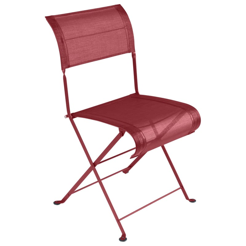 Mobilier - Chaises, fauteuils de salle à manger - Chaise pliante Dune tissu rouge - Fermob - Piment - Acier laqué, Toile polyester