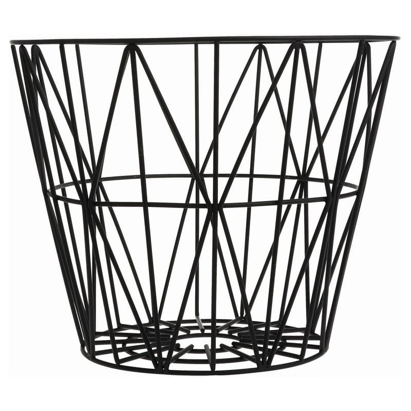 Décoration - Pour les enfants - Corbeille Wire Medium métal noir / Ø 50 x H 40 cm - Ferm Living - Noir - Fil de fer laqué