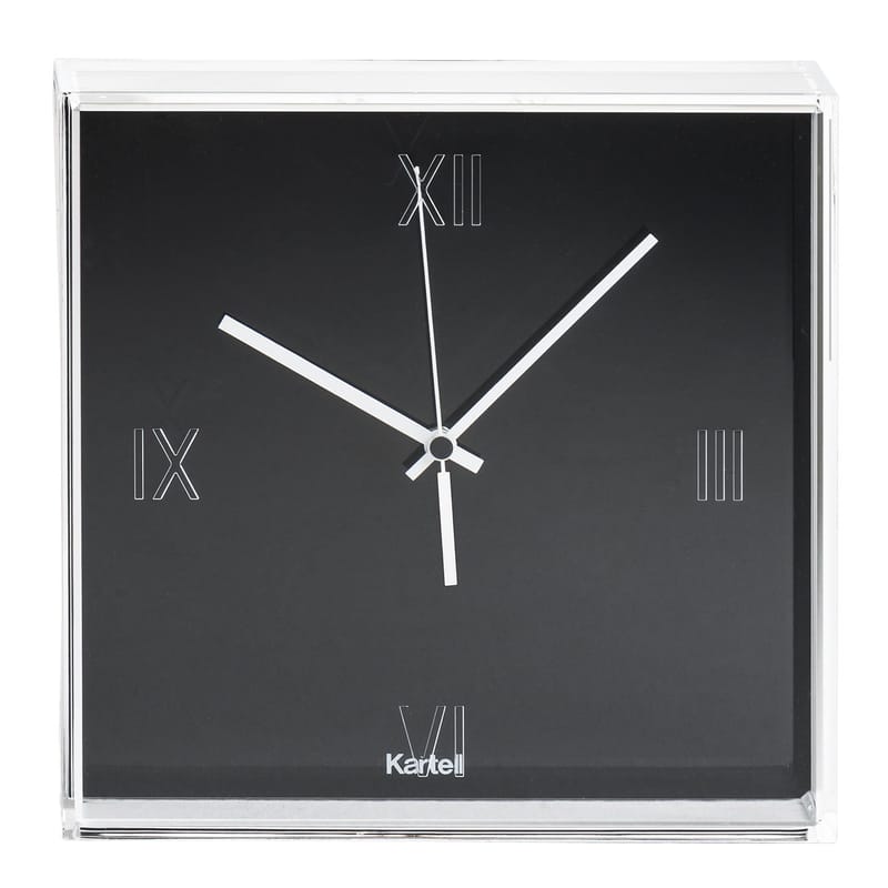 Décoration - Horloges  - Horloge murale Tic & Tac plastique noir / à poser ou suspendre - Philippe Starck, 2010 - Kartell - Noir /  Aiguilles blanches - ABS, PMMA