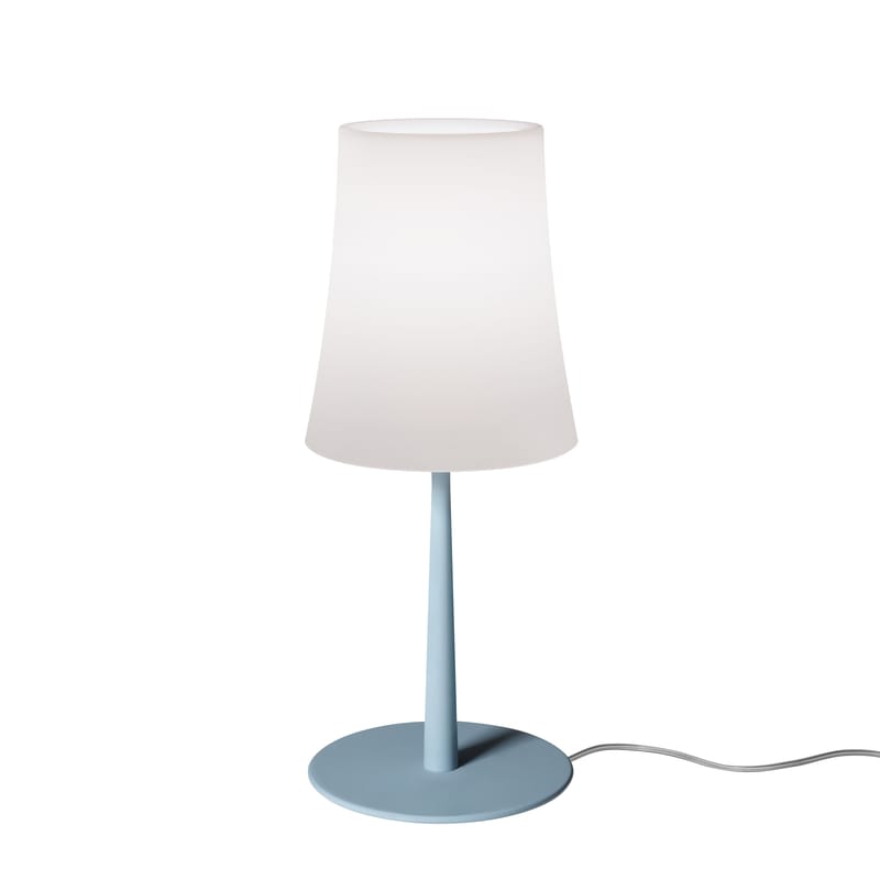Luminaire - Lampes de table - Lampe de table Birdie Easy Small plastique bleu / H 43 cm - Foscarini - Bleu clair - Aluminium laqué, Polycarbonate
