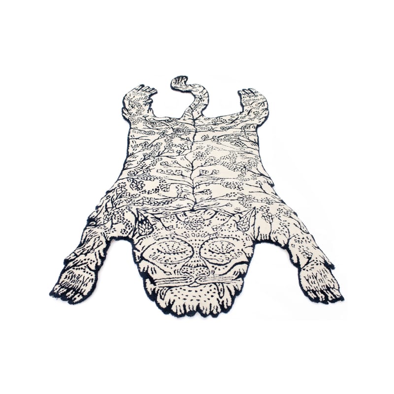 Decoration - Rugs - Tiger Small Rug textile white - Moustache - Dark blue and white - Wool