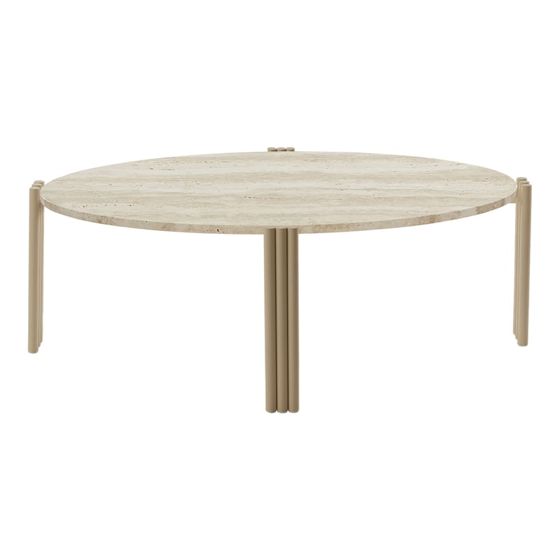 Mobilier - Tables basses - Table basse Tribus pierre beige / Travertin - 92 x 47 x H 35 cm - AYTM - Travertin beige / Sable - Acier, Pierre Travertin