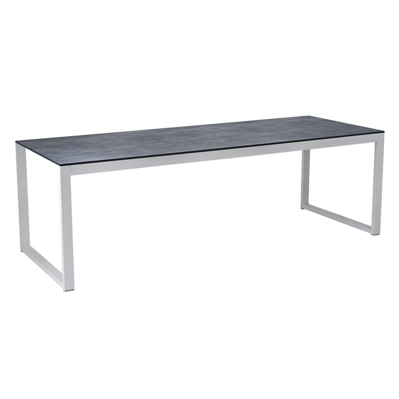 Jardin - Tables de jardin - Table rectangulaire Perspective métal pierre gris / 240 x 90 cm - Effet béton - Vlaemynck - Béton gris / Blanc - Aluminium laqué, HPL effet béton
