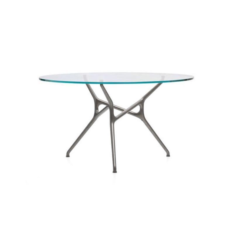 Mobilier - Tables - Table ronde Branch verre transparent / Jakob Wagner, 2012 - Ø 130 cm - Cappellini - Transparent / Chromé - Métal chromé, Verre