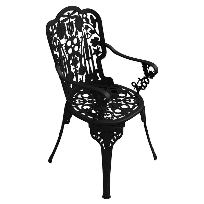 Mobilier - Chaises, fauteuils de salle à manger - Fauteuil Industry Garden métal noir / ajouré - Seletti - Noir - Aluminium