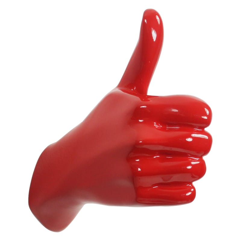 Mobilier - Portemanteaux, patères & portants - Patère Hand Job - THUMBS UP plastique rouge / Résine - fait main - Thelermont Hupton - Rouge - Résine laquée