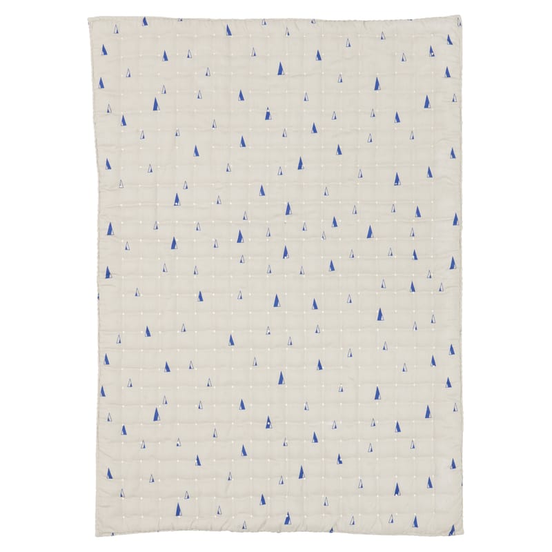 Décoration - Pour les enfants - Plaid enfant Cone tissu gris / Matelassé - 100 x 70 cm - Ferm Living - Motifs bleu / Fond gris - Polyester, Tissu